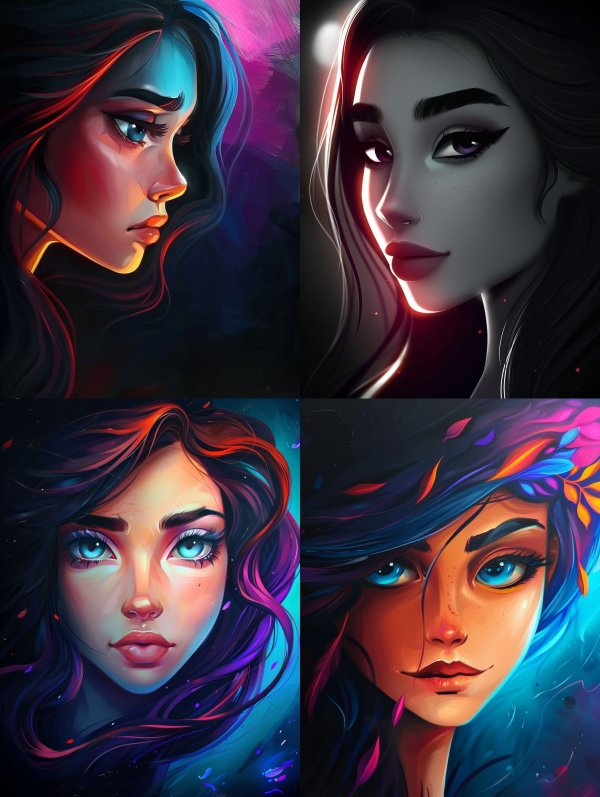 Neon Dreams: Digital Portraits of Ethereal Women