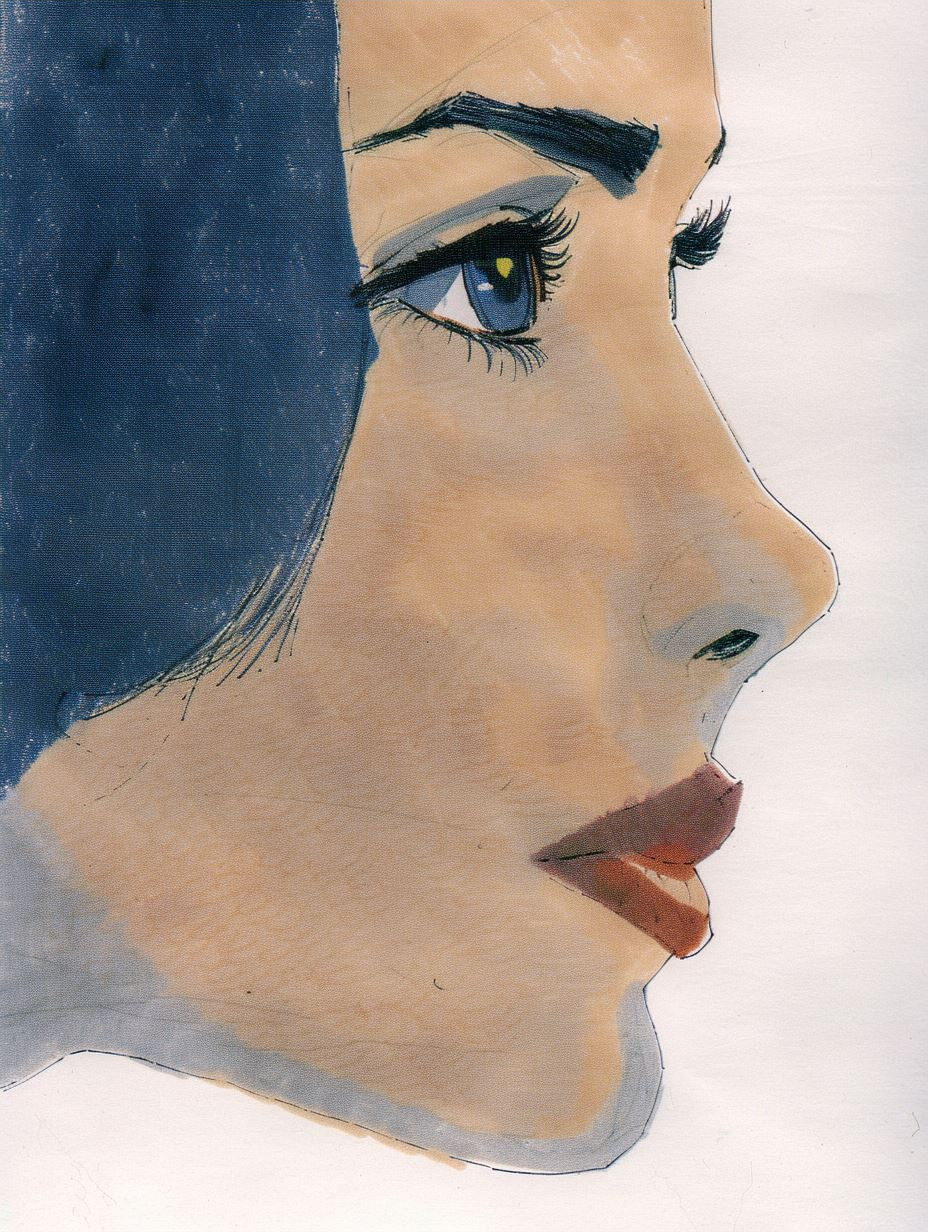 Ethereal Blue Watercolor Portrait - Image 4