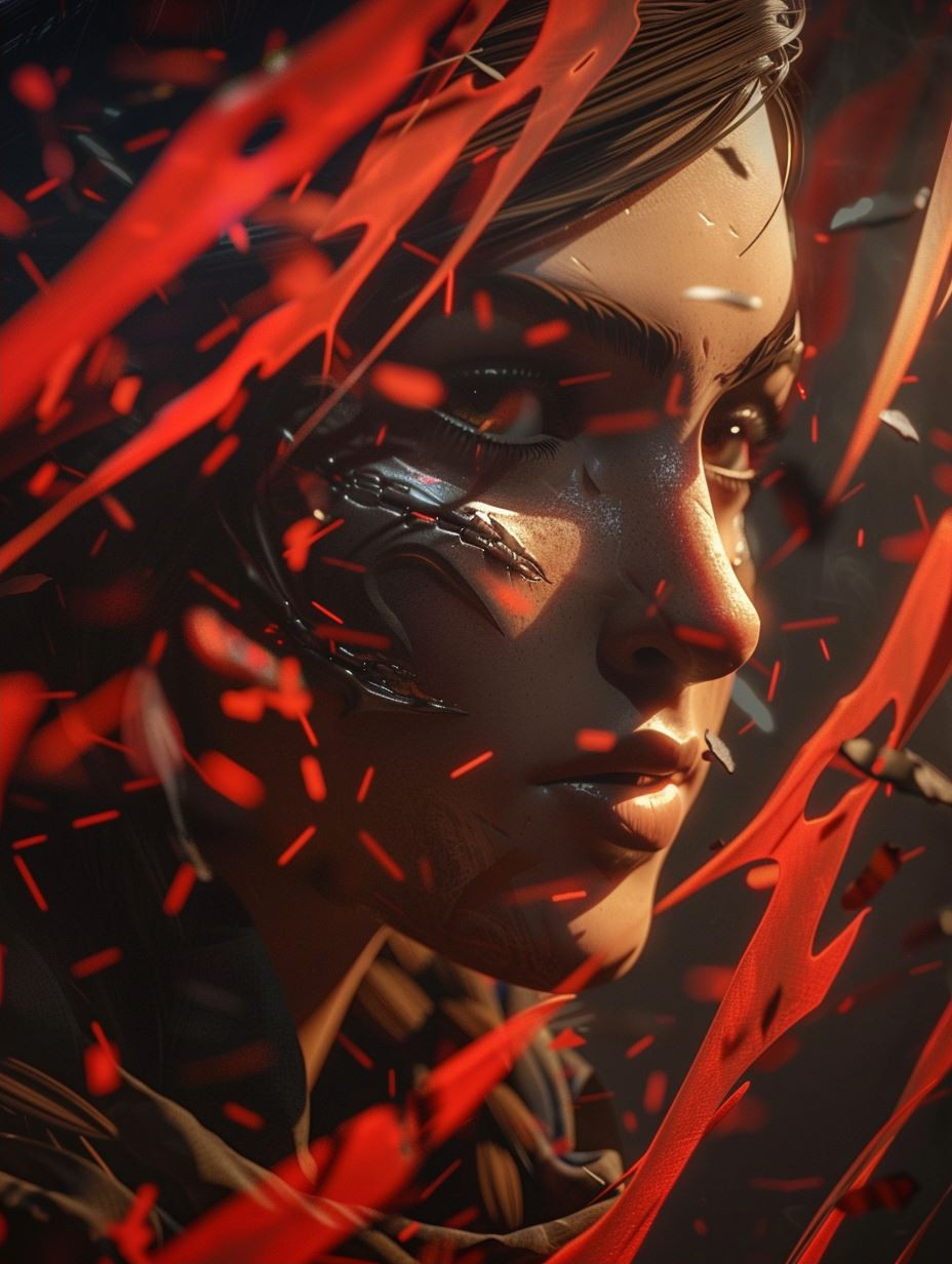 Cybernetic Gaze in Ember Rain - Image 2