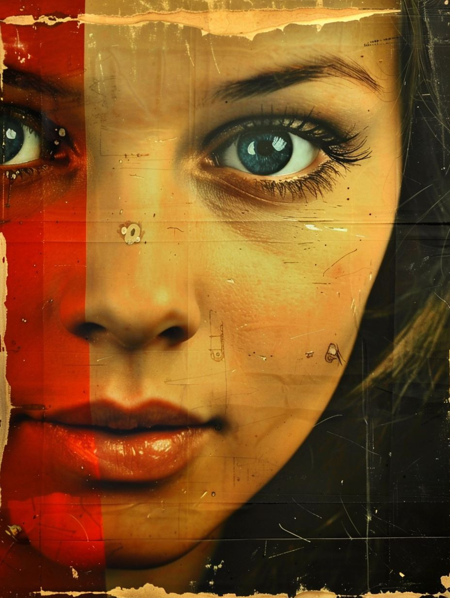 Vintage Distressed Portrait Collage - Image 1