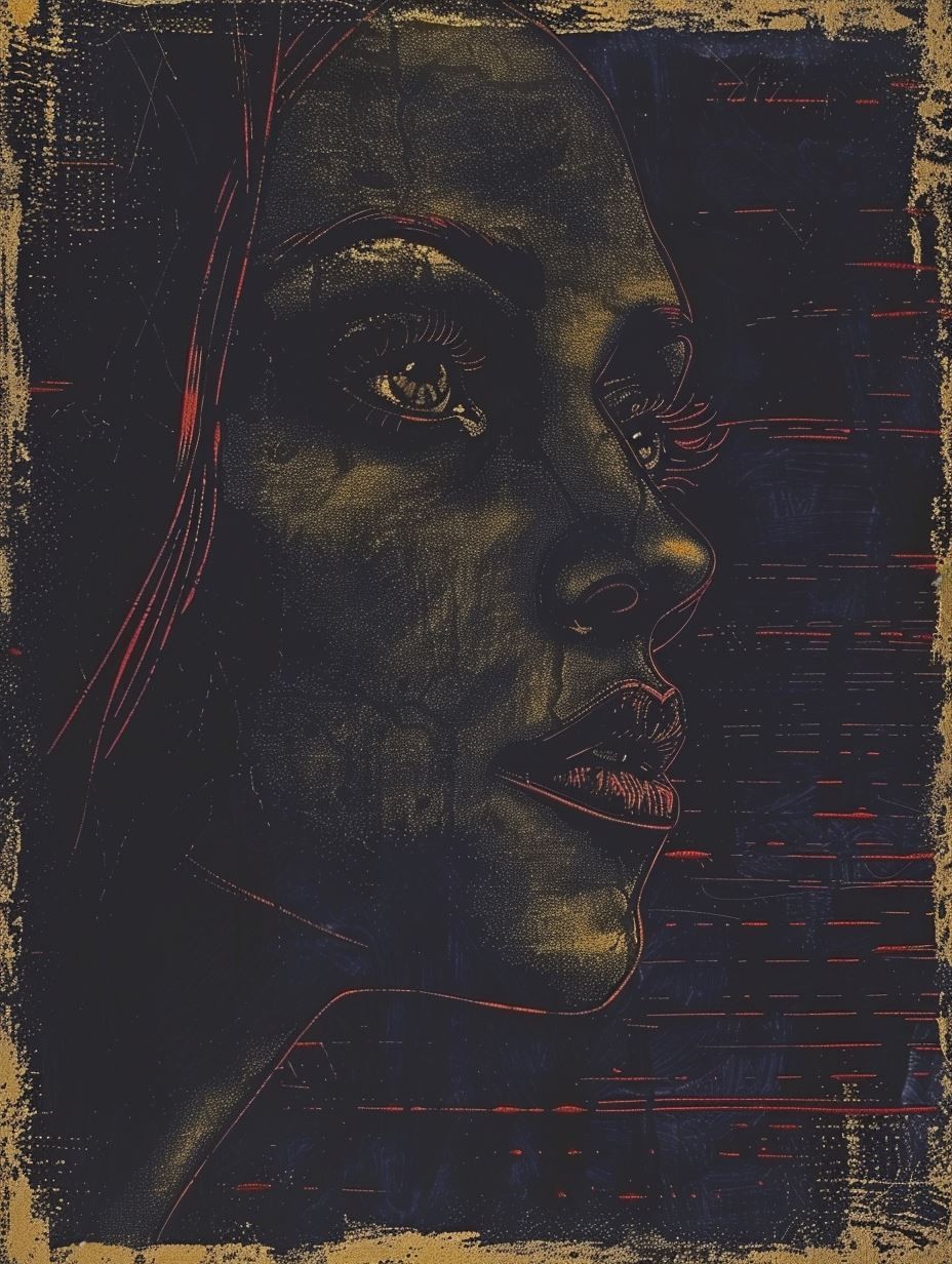 Vintage Etched Noir Portrait - Image 4