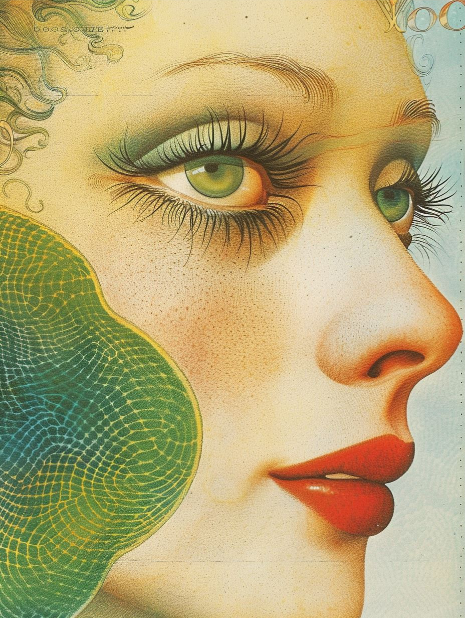 Ornate Emerald Art Nouveau Portrait - Image 3