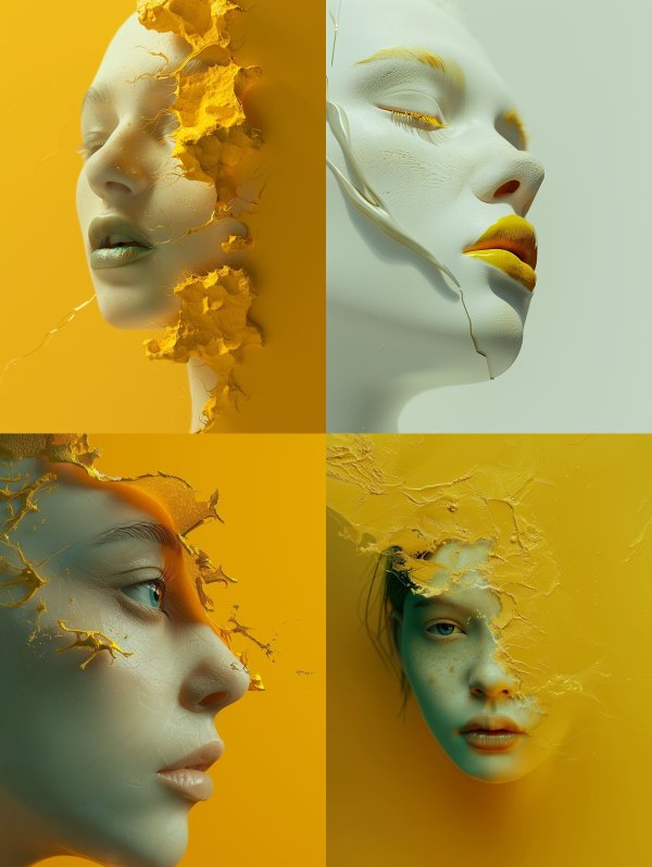 Golden Fracture Ethereal Portrait