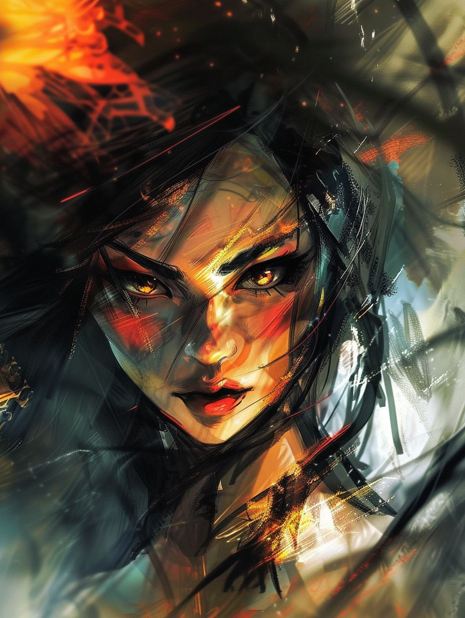 Fiery Gaze Digital Expressionism - Image 2