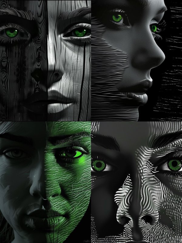 Surreal Monochromatic Green Gaze