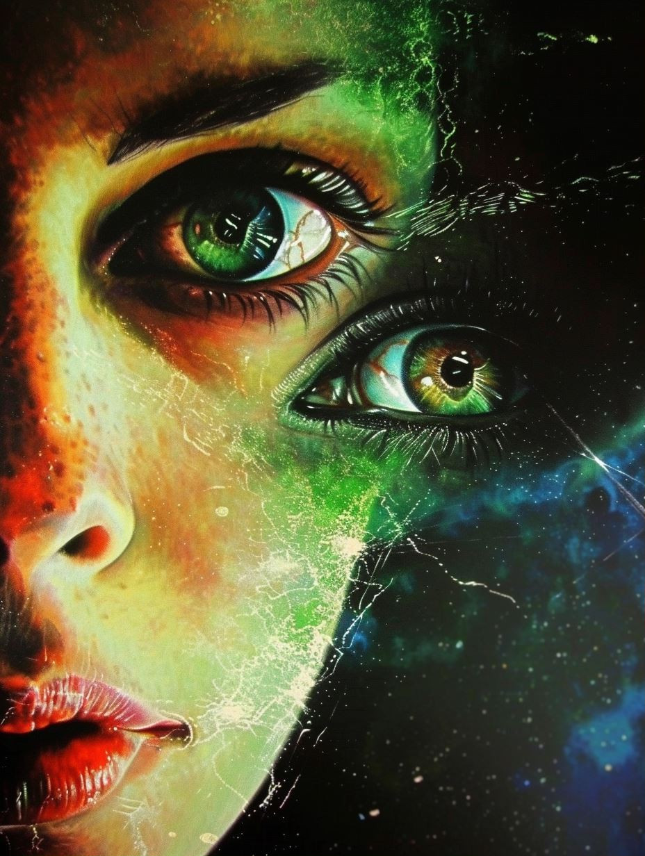 Cosmic Gaze of Neon Dreams - Image 1