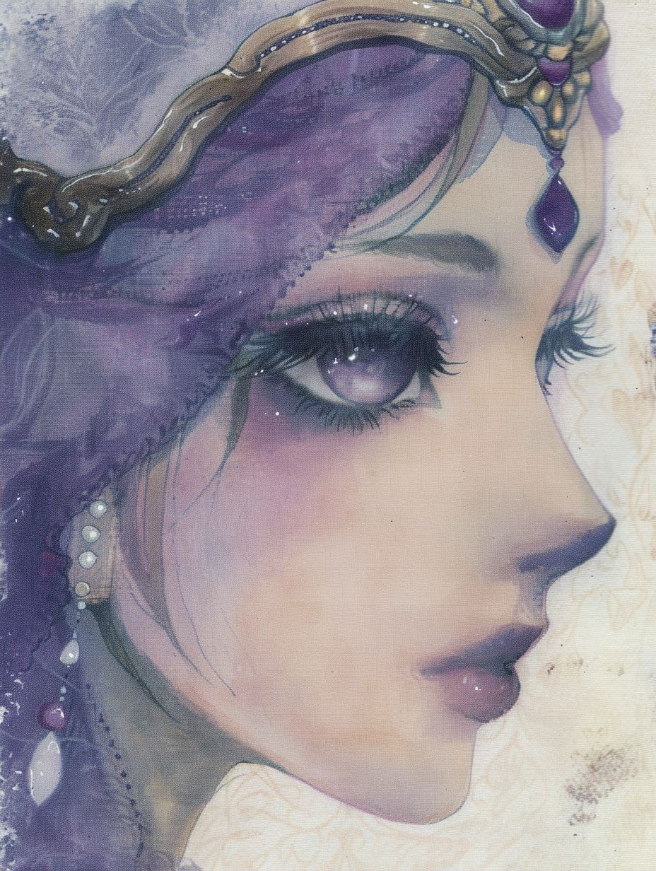 Ethereal Violet Watercolor Portraits - Image 2