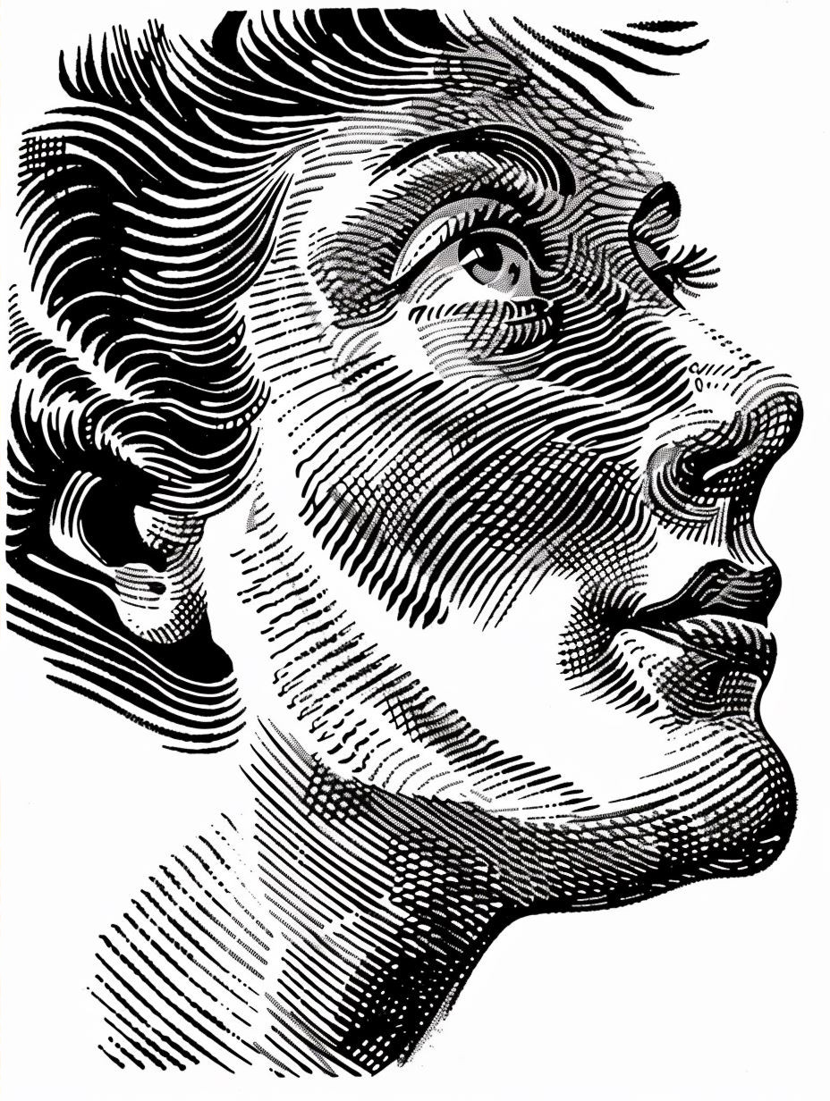 Vintage Engraved Psychedelic Portrait - Image 2