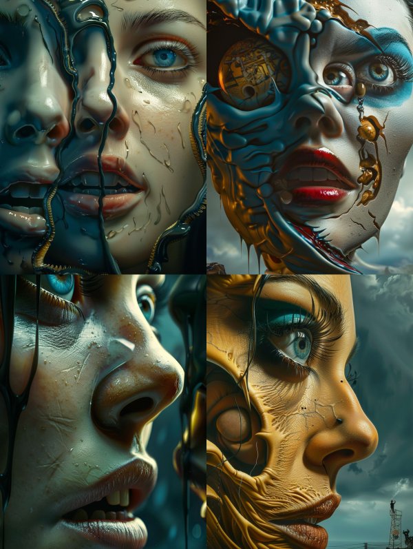 Liquid Chrome Surrealist Portrait