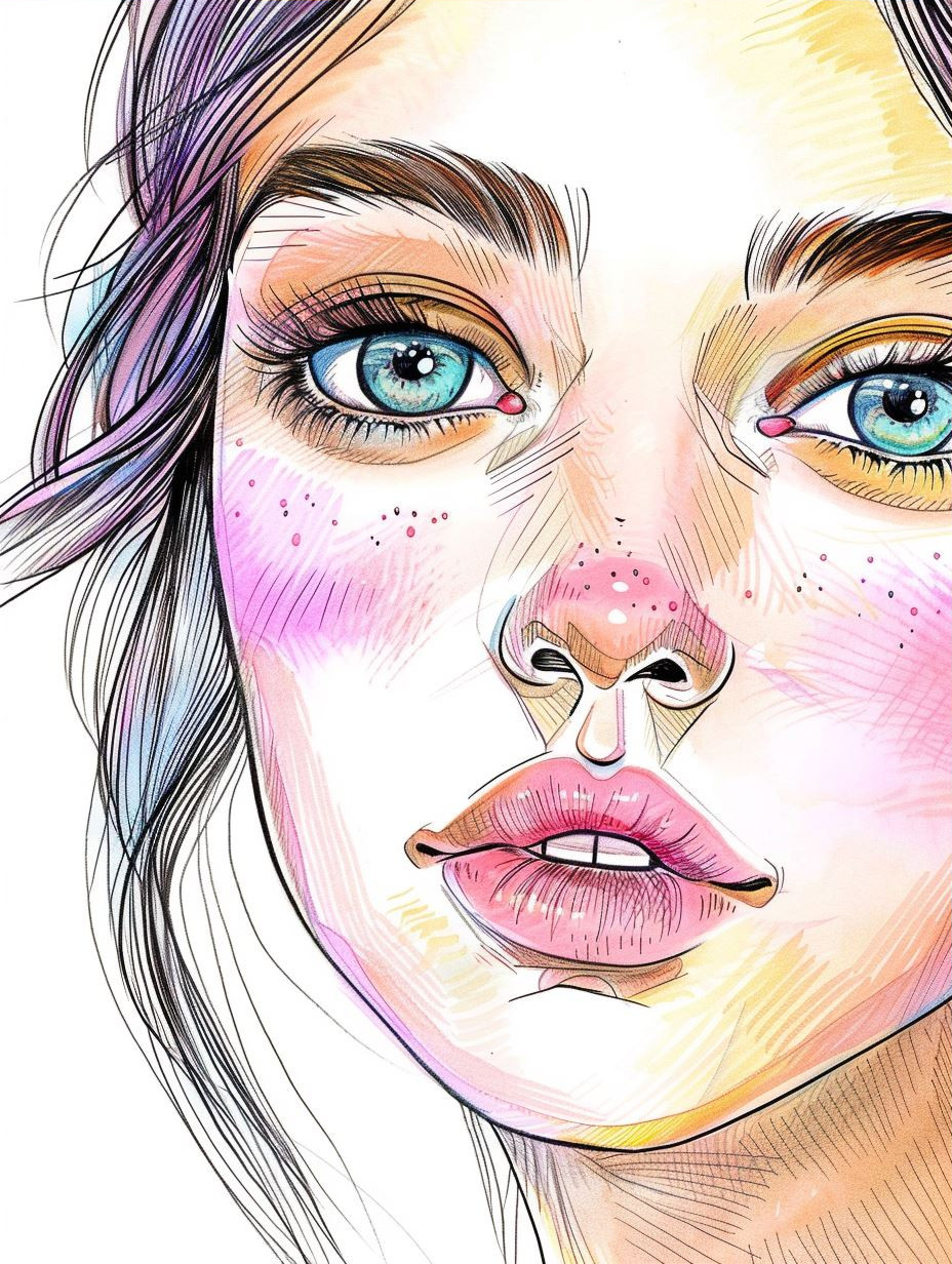 Vibrant Watercolor Portrait Study - Image 3