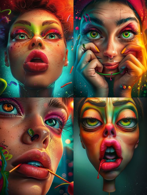 Neon Dreams: A Surreal Portrait Collage