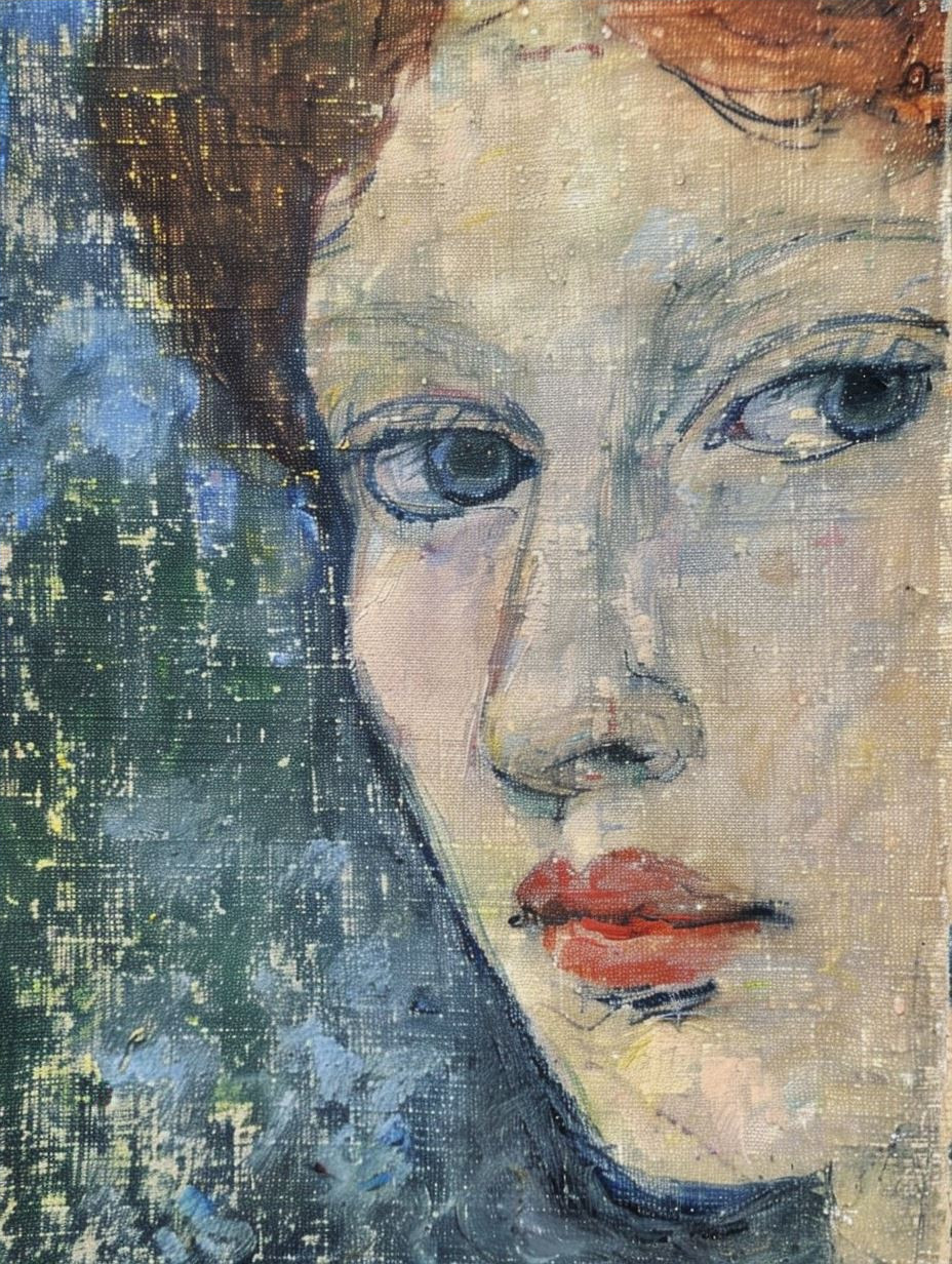 Melancholy Gaze in Textured Oil - Image 4