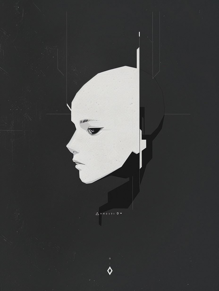 Minimalist Cybernetic Android Portrait - Image 3