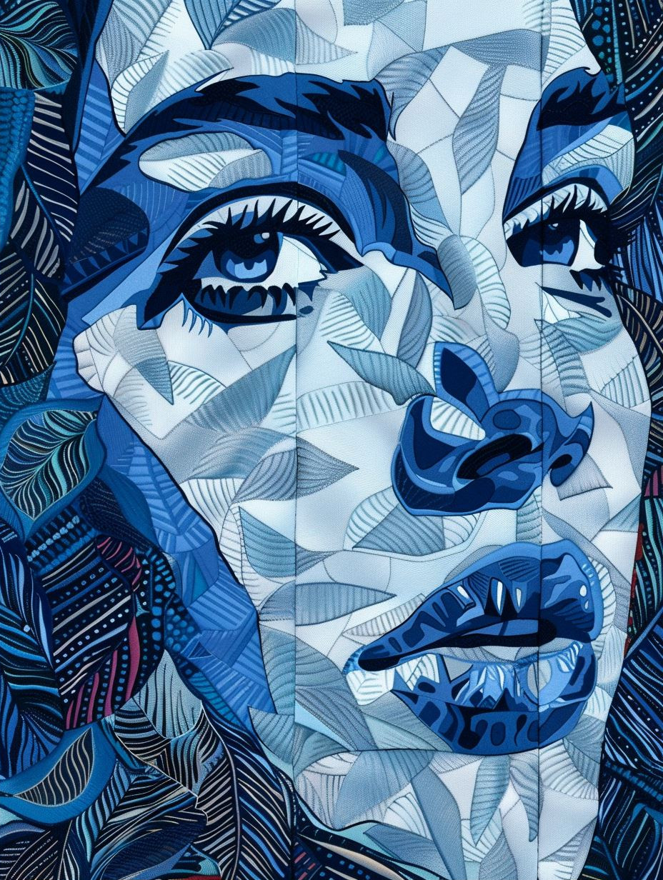 Fragmented Blue Mosaic Portraits - Image 2
