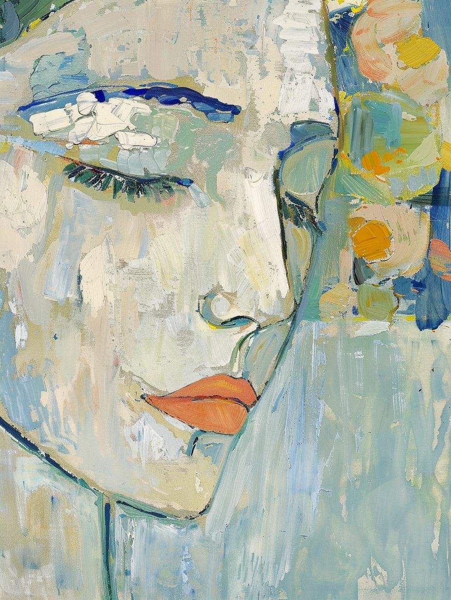 Ethereal Blue Impressionist Portrait - Image 3