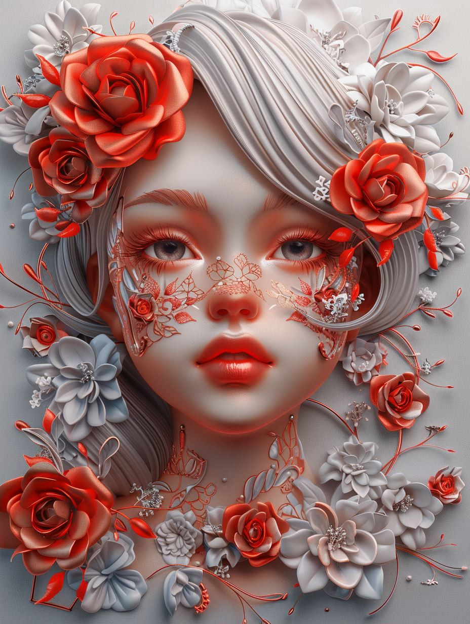 Ethereal Crimson Sculpted Faces - Image 2