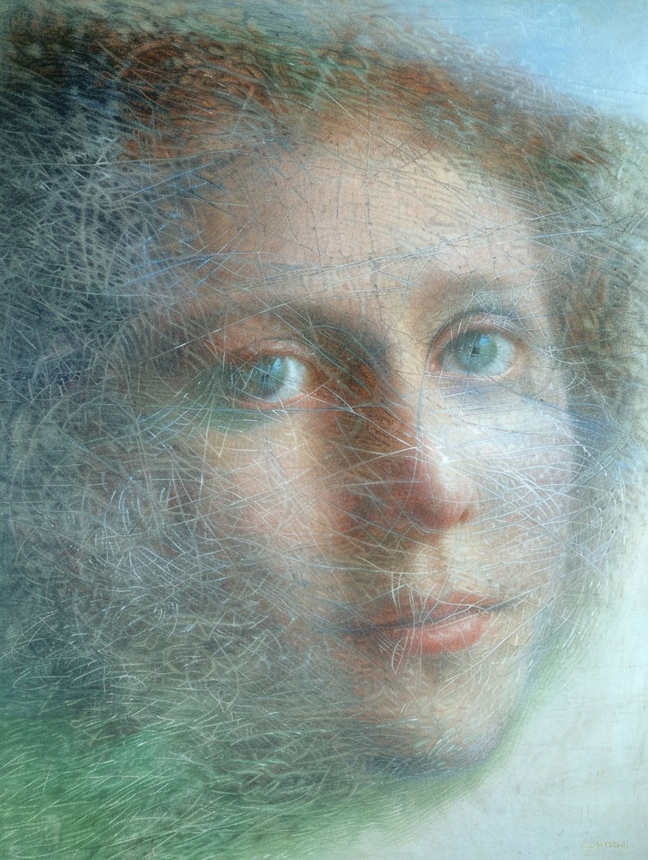 Ethereal Gaze Through Frosted Glass - Image 4