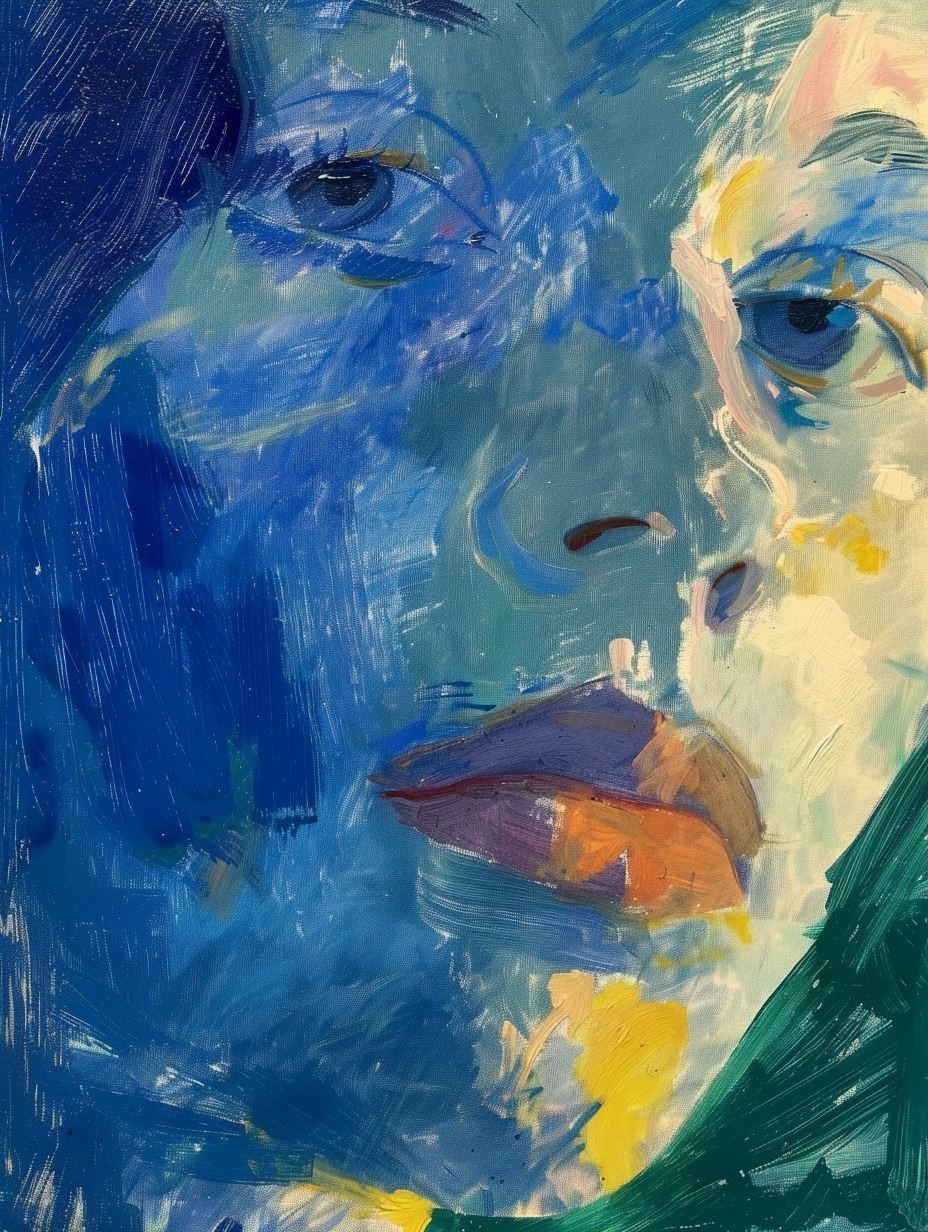 Ethereal Blue Expressionist Portrait - Image 3