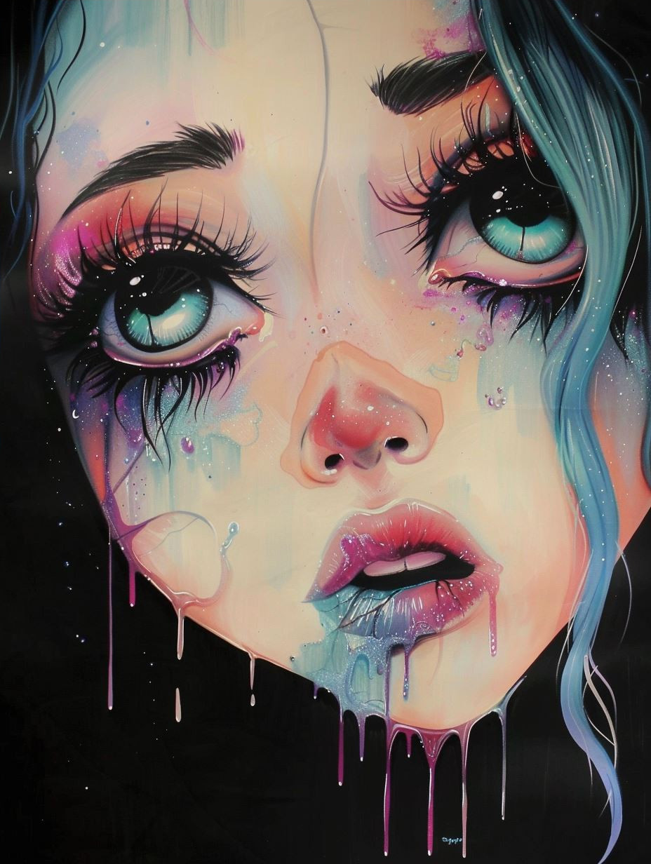 Ethereal Gaze in Watercolor Dreams - Image 4