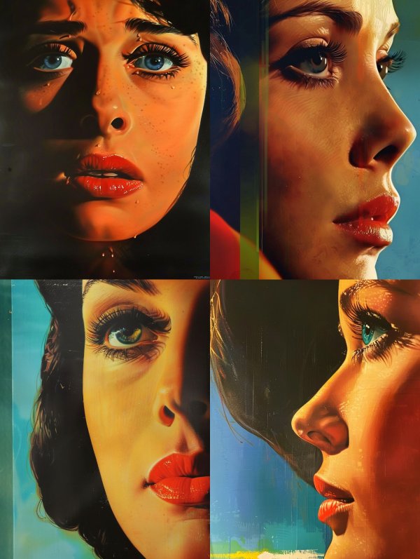 Crimson Lips in Golden Shadow