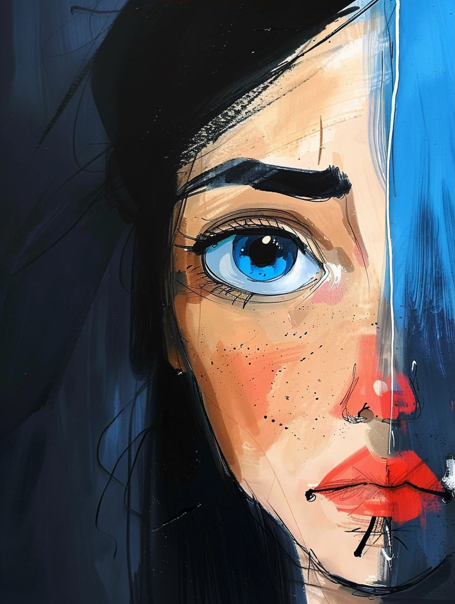 Azure Gazes: A Digital Portrait Study - Image 3