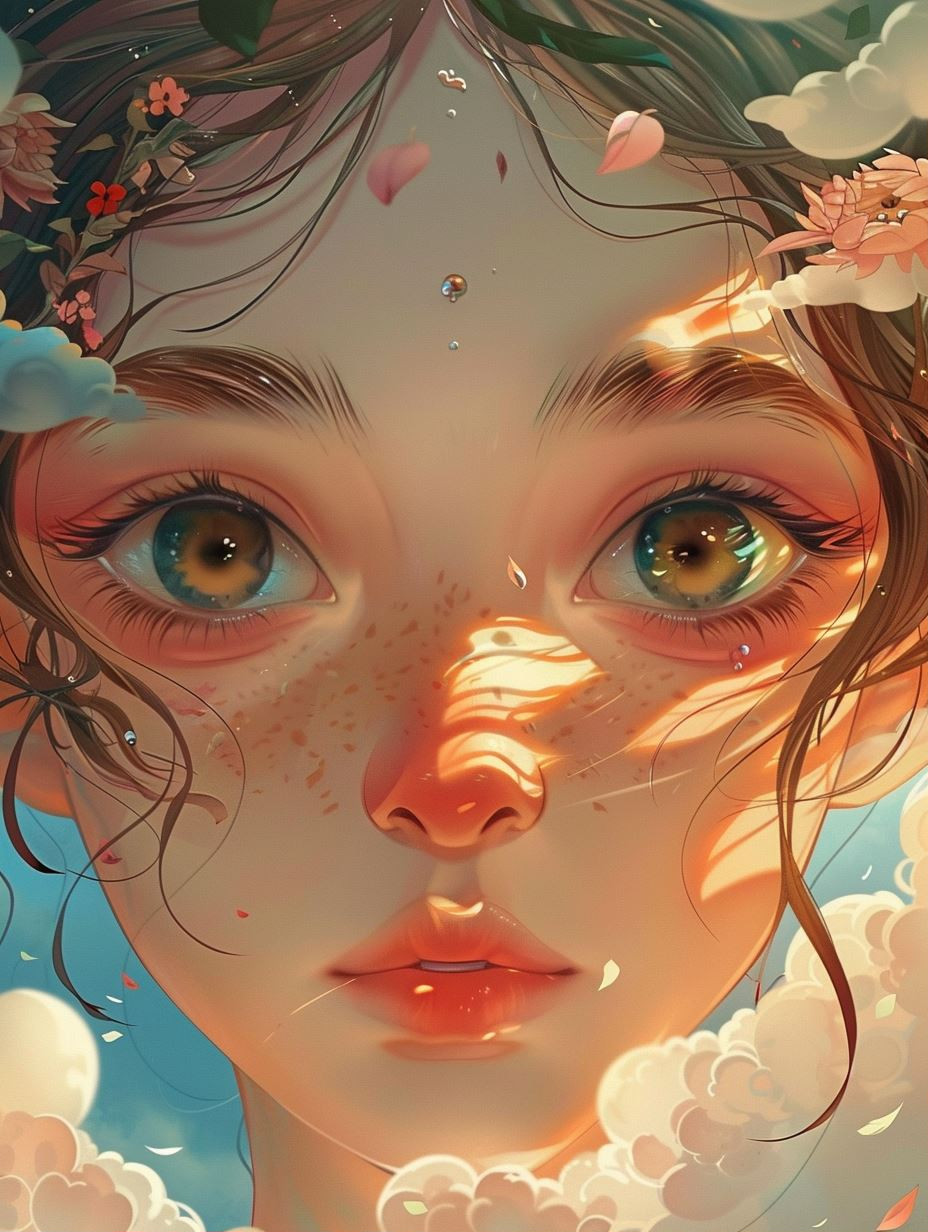 Ethereal Blooms: A Digital Portrait Study - Image 1