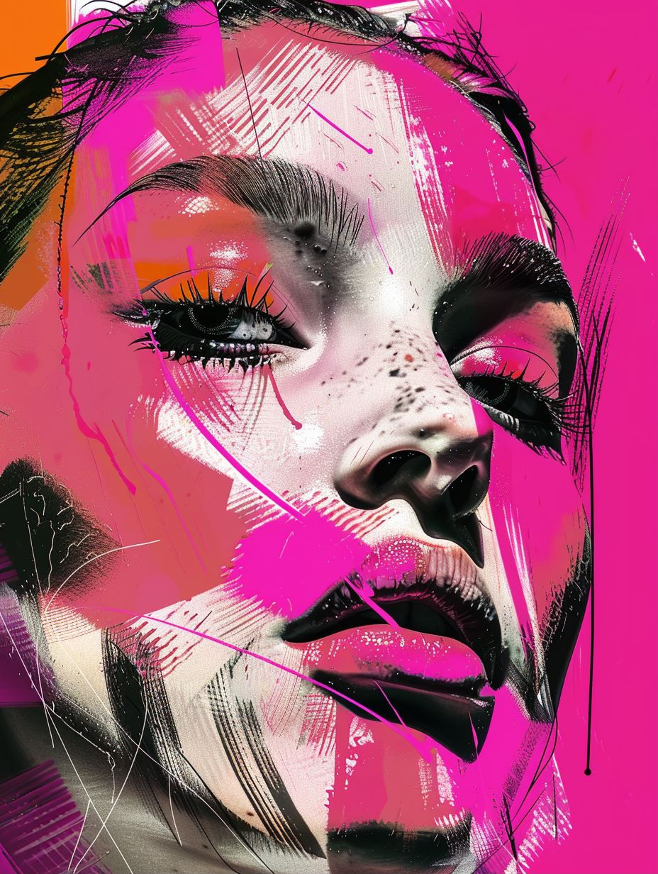 Neon Visions: Abstract Female Portraits - Image 1