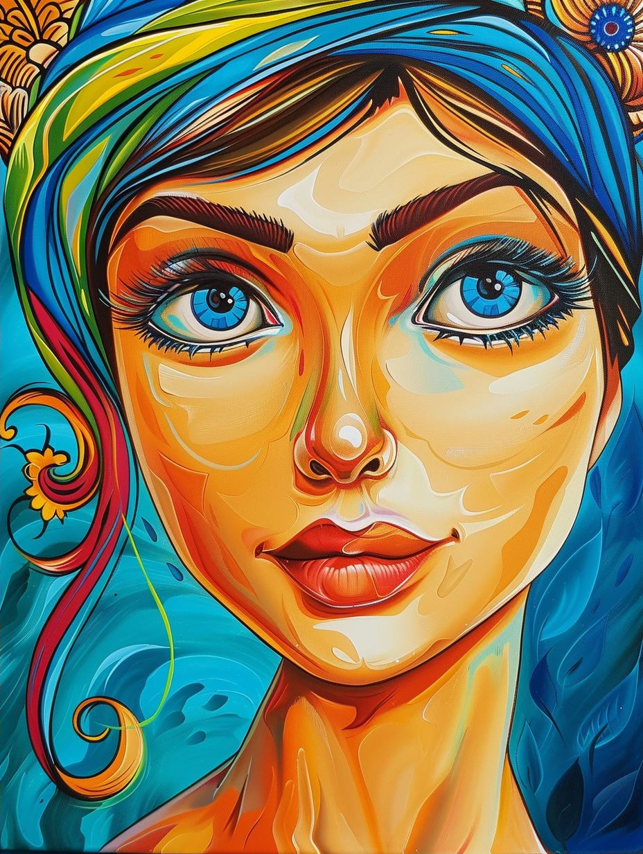 Vibrant Swirling Portrait Art - Image 2