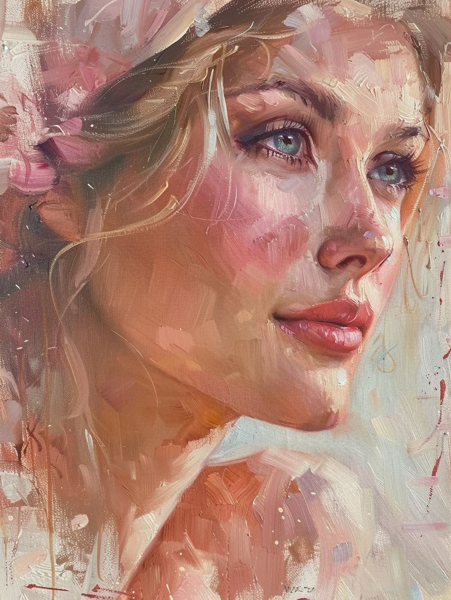 Ethereal Gaze: Four Impressionist Female Portraits - Image 1