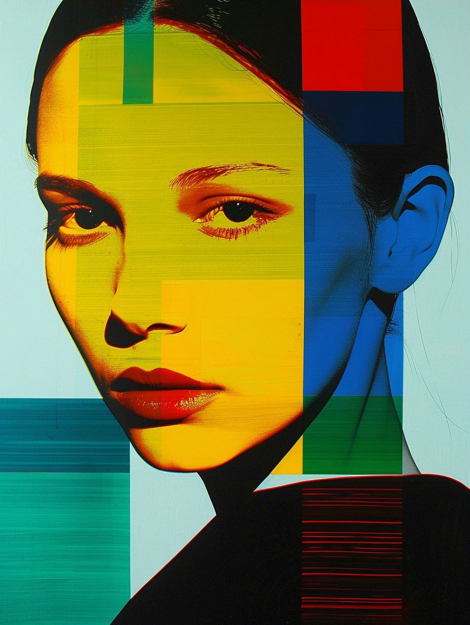 Geometric Neon Portrait Collage - Image 3