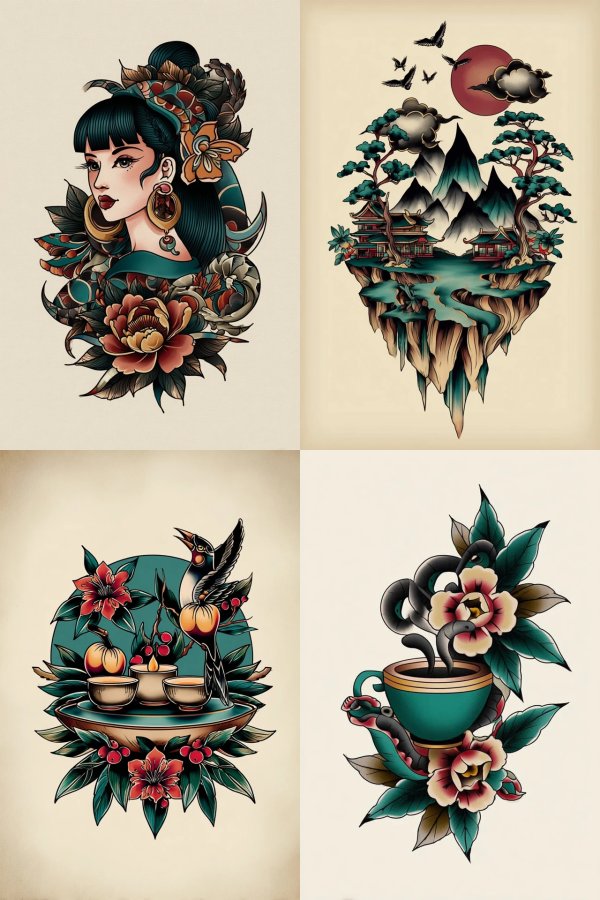 Neo Traditional Floral Muse