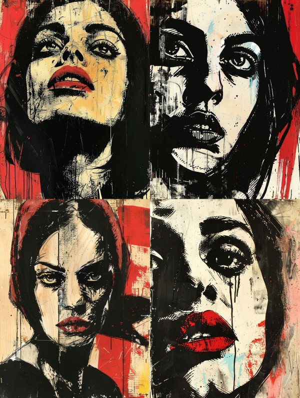 Dramatic Noir Portrait Collage