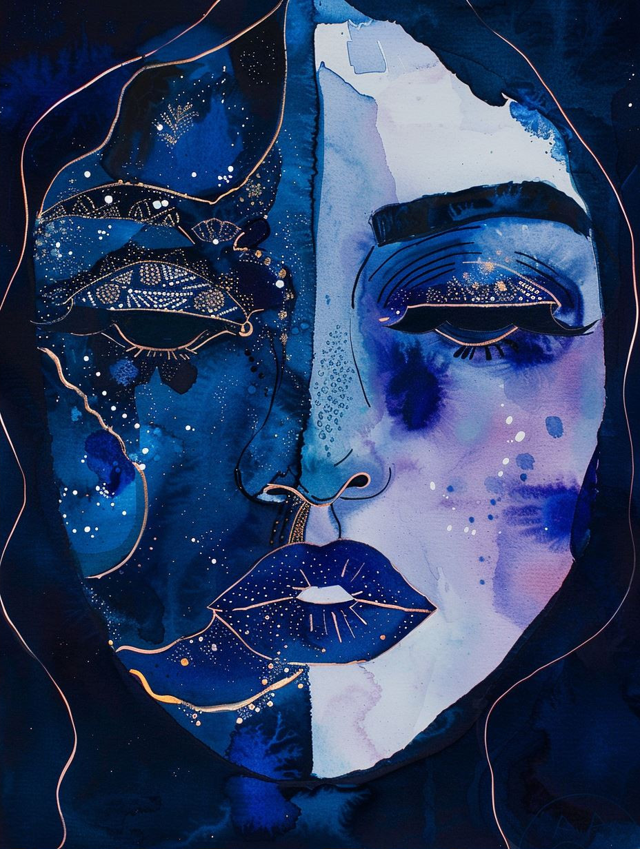 Celestial Indigo Fluid Portrait - Image 2