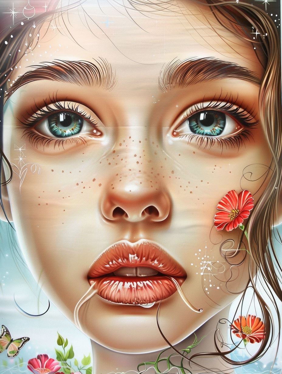 Ethereal Gaze of Floral Dreams - Image 1