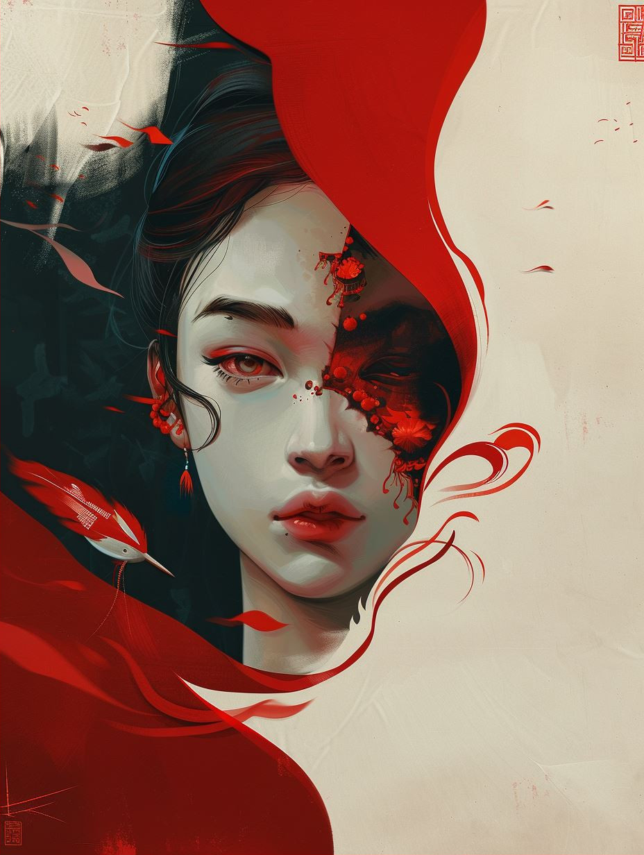 Crimson Echoes of Ethereal Beauty - Image 2