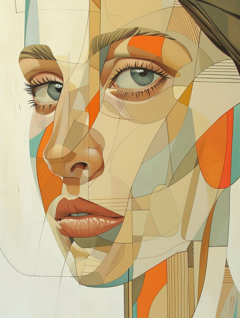 Fragmented Gaze Cubist Portraits - Image 1