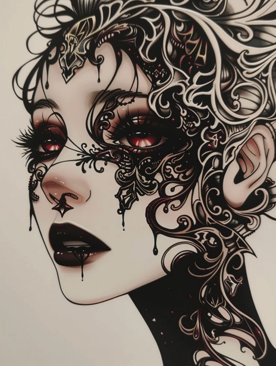 Gothic Opulence and Crimson Gaze - Image 3