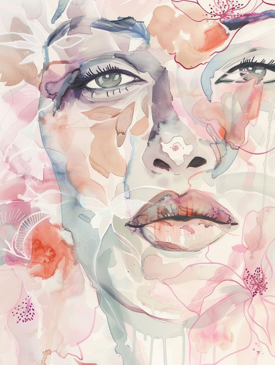 Ethereal Watercolor Floral Portrait