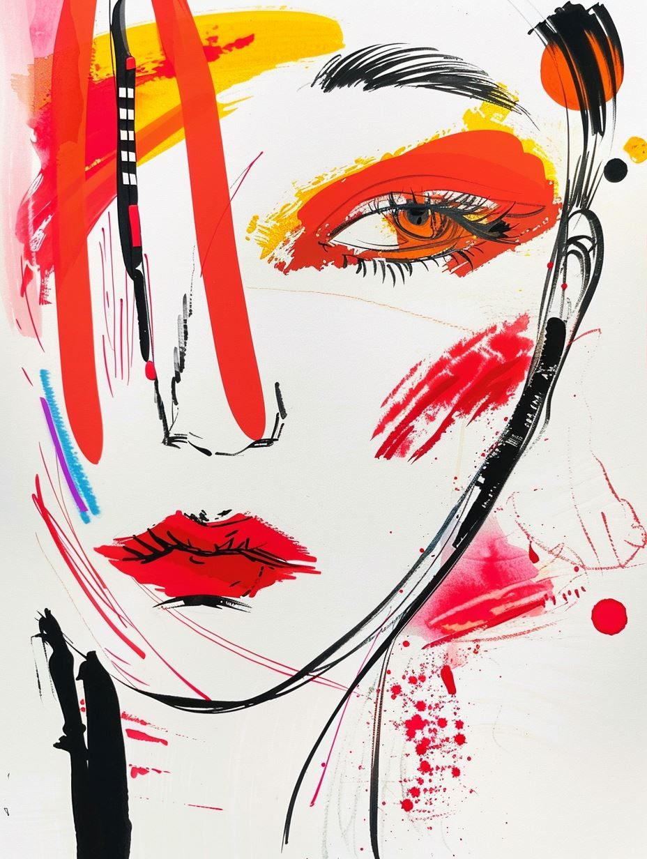 Abstract Expressionist Asian Portraits - Image 1