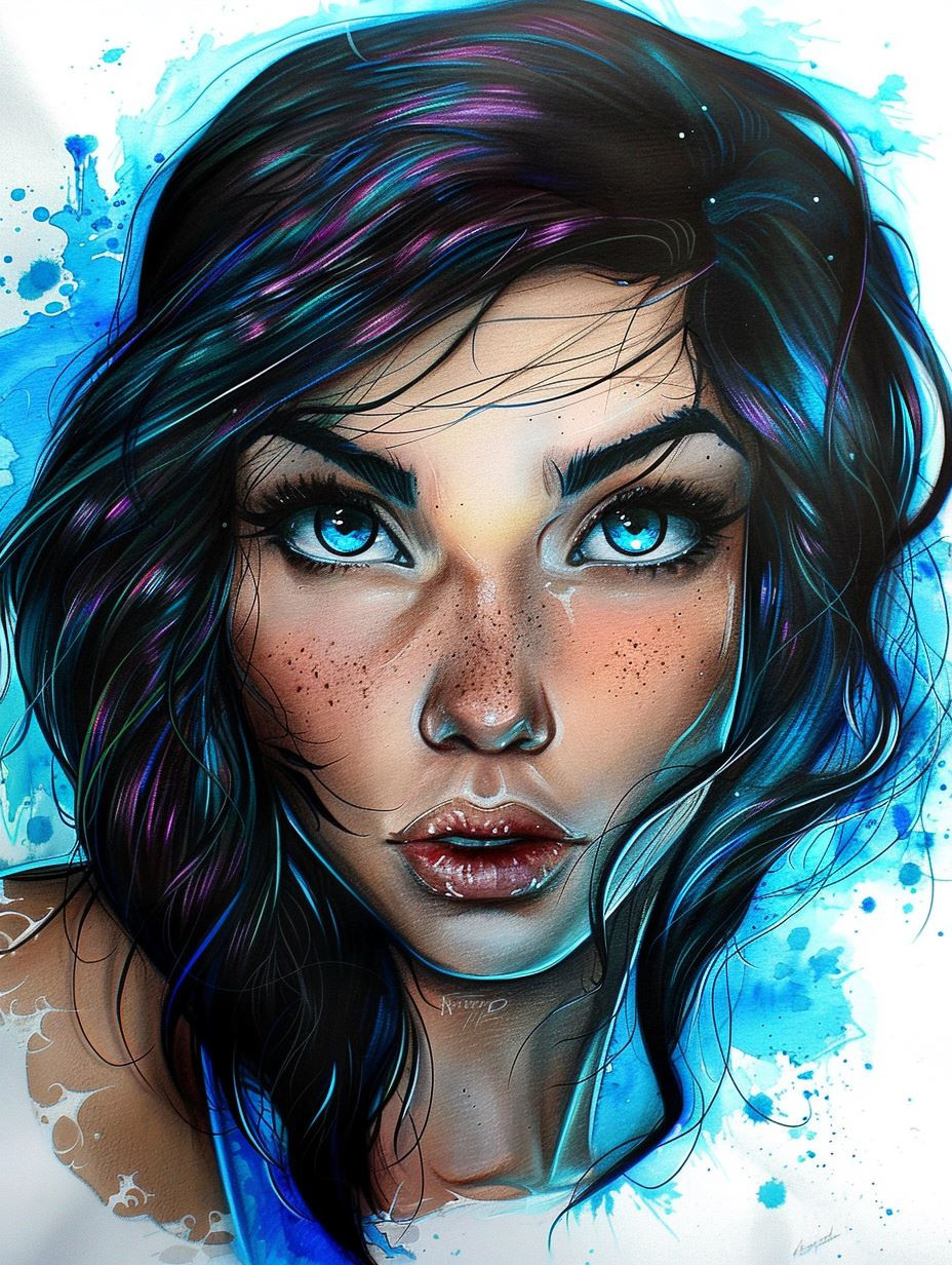 Azure Visions: Digital Portrait Studies - Image 3