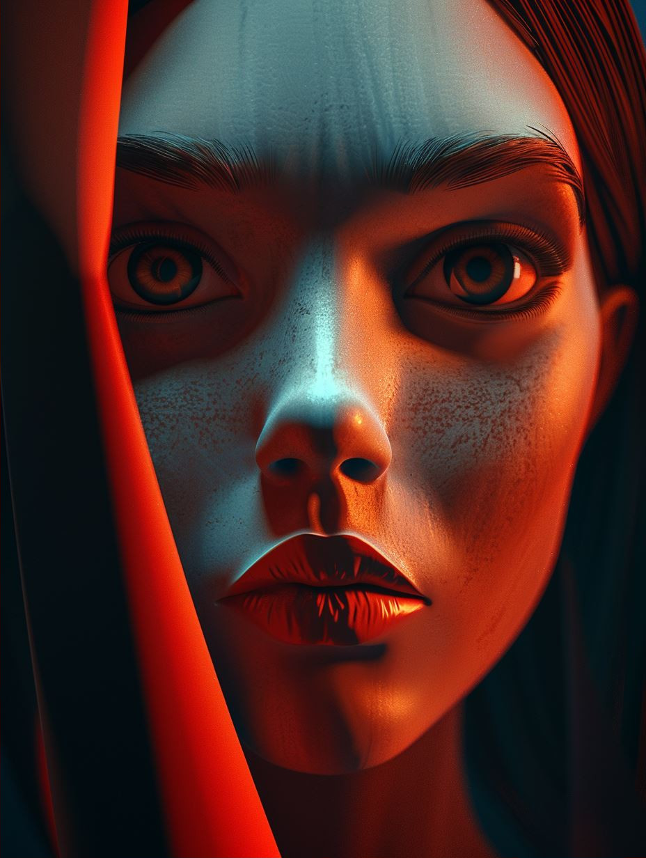 Crimson Shadows Cinematic Portrait - Image 2