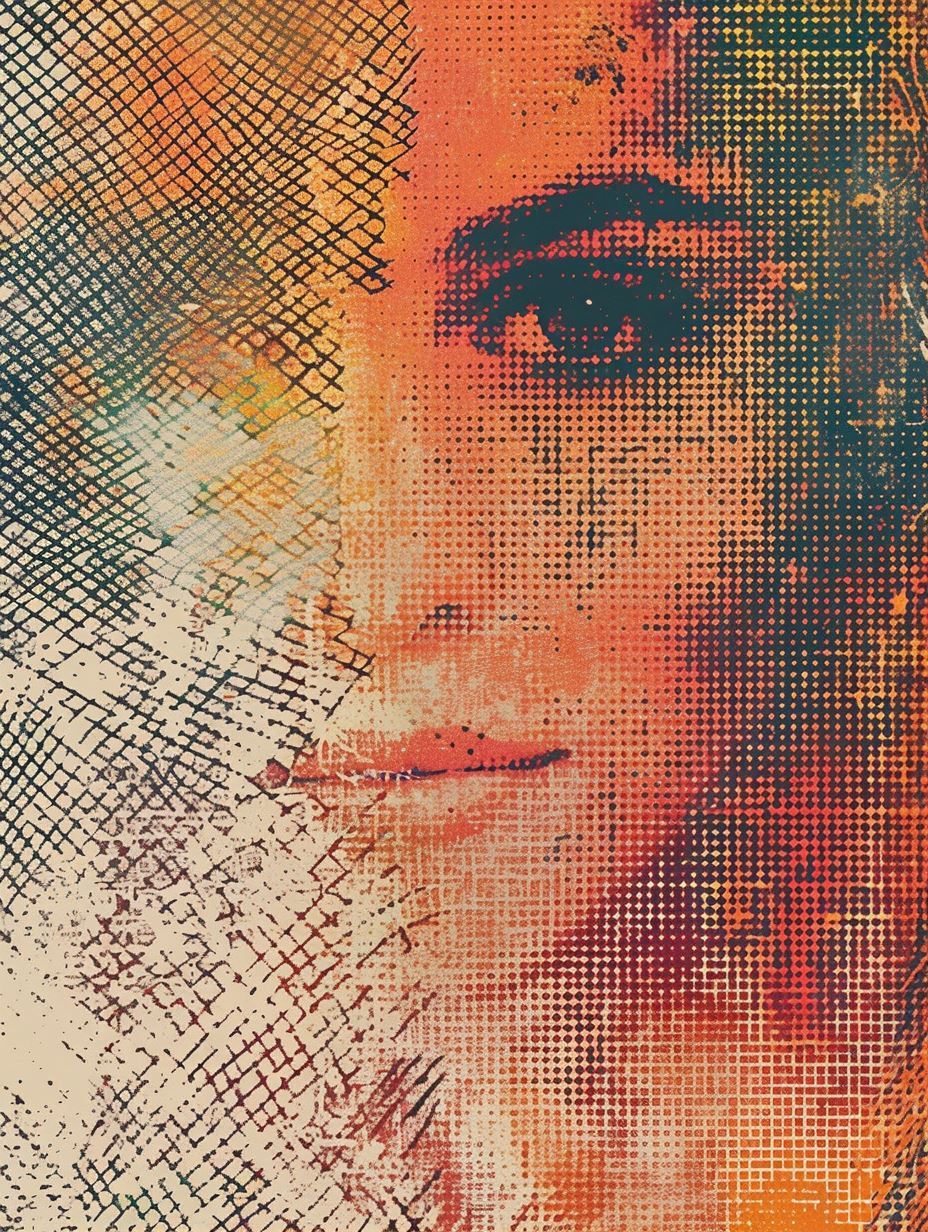 Digital Halftone Portrait in Amber - Image 2