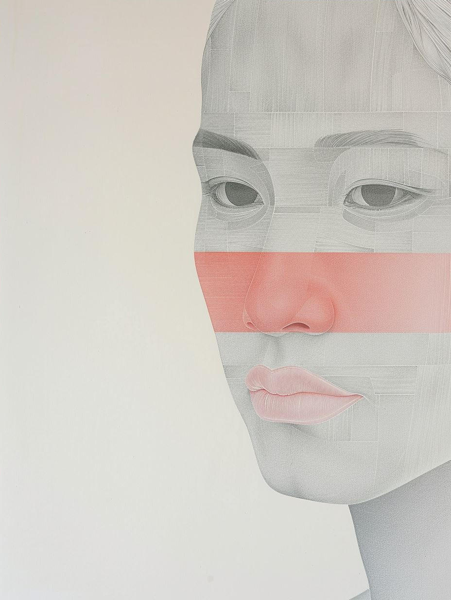 Ethereal Crimson Layered Portrait - Image 4