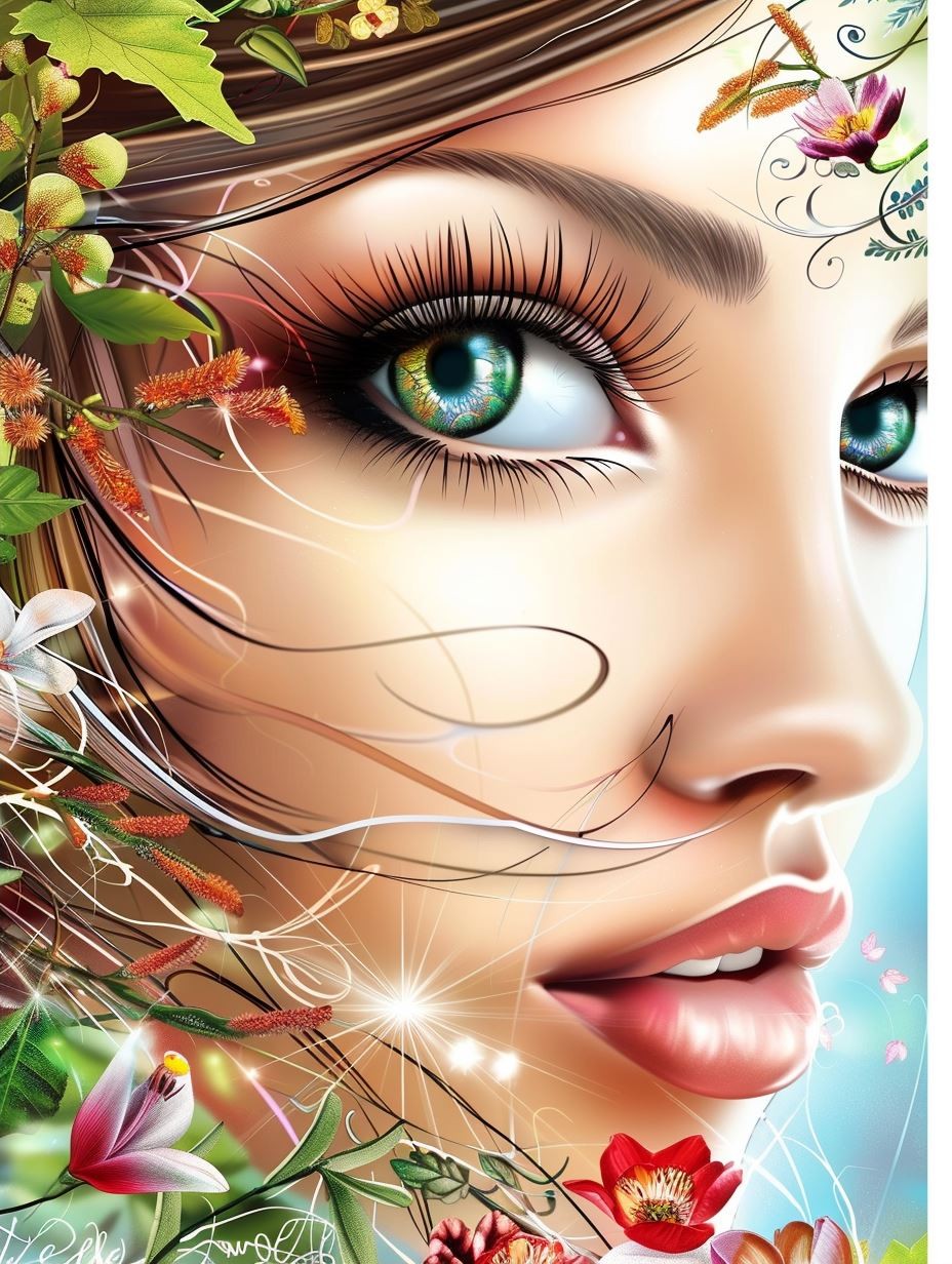 Ethereal Gaze of Floral Dreams - Image 2