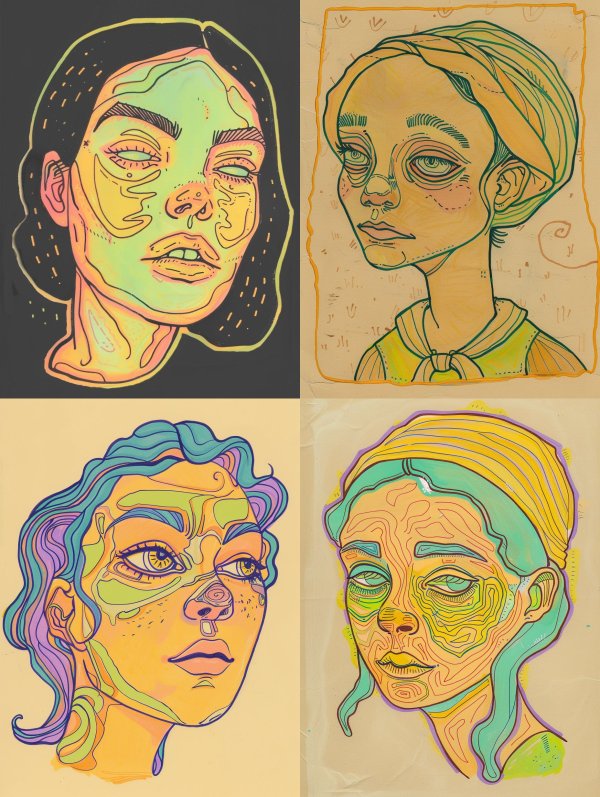 Surrealist Portraits in Vibrant Neon Hues