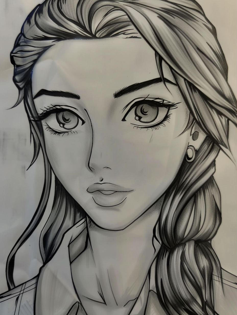 Monochrome Ink Manga Portrait - Image 1