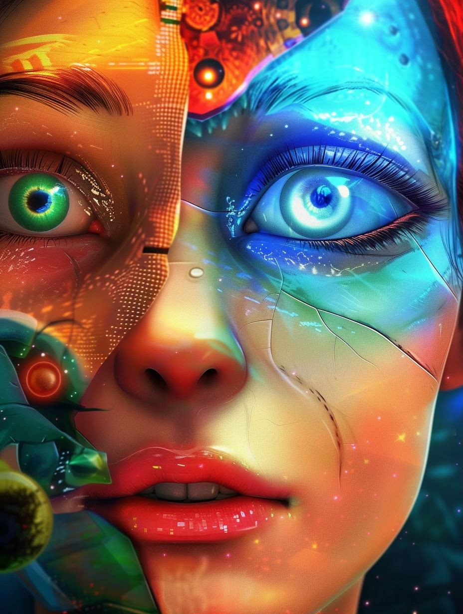 Surreal Neon Fragmented Portraits - Image 1