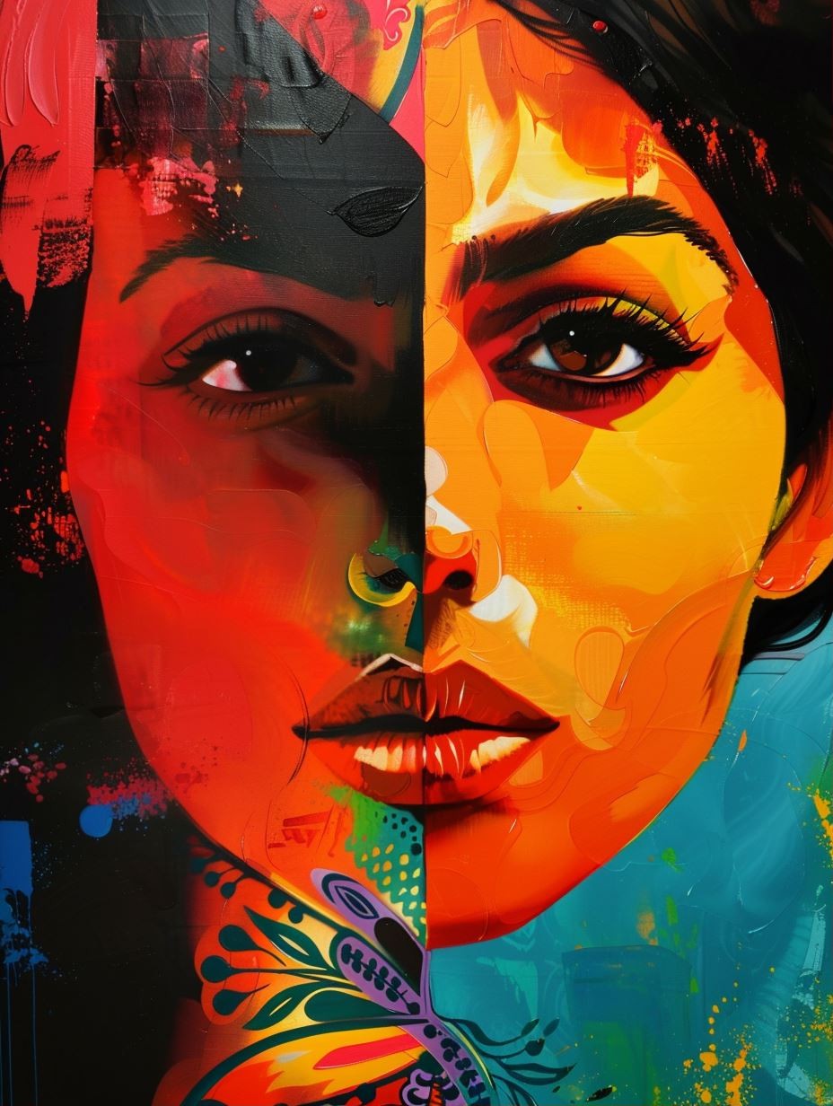 Vibrant Dualistic Portrait Study