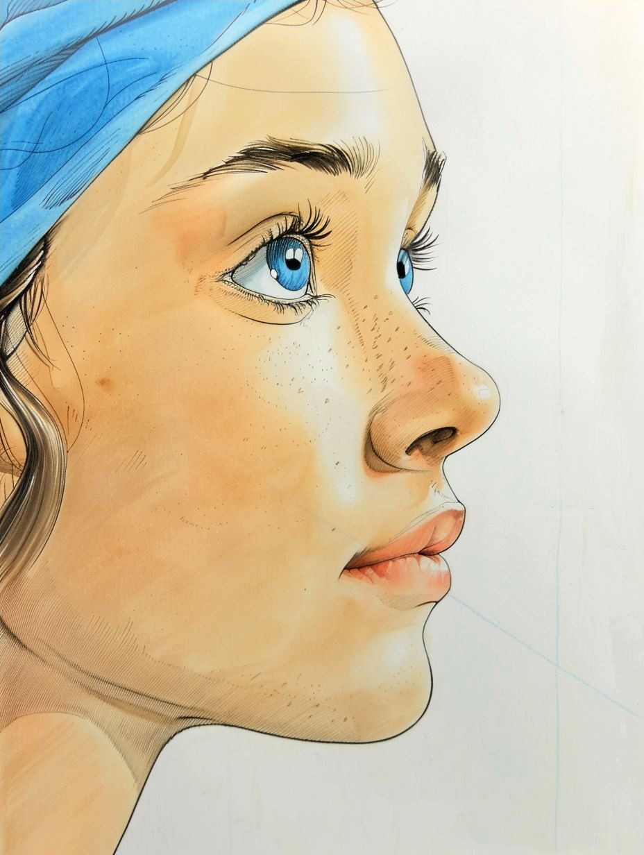 Azure Gaze: Digital Portrait Studies - Image 4