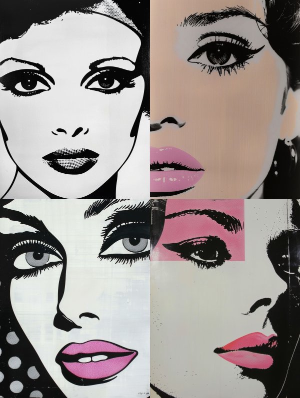 Pop Art Portraits in Quad Grid
